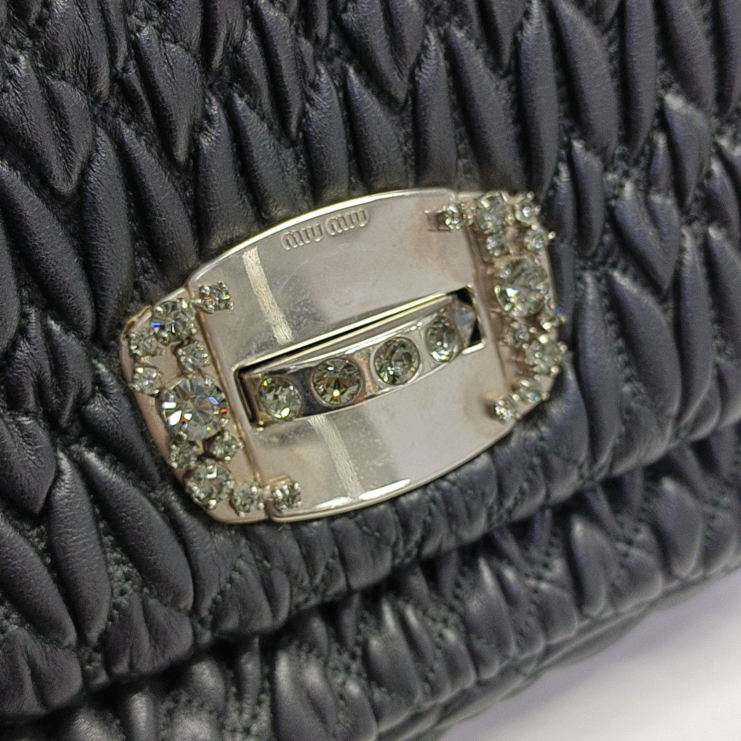 Quilted Lambskin Top Handle Bag Black
