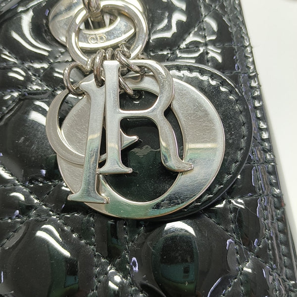 Lady Dior Medium Cannage Patent Leather Black