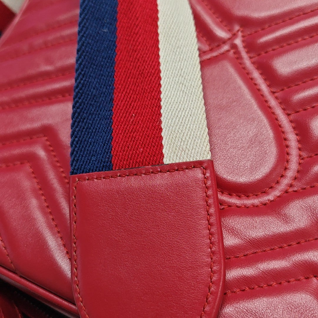 GG Marmont Medium Quilted Calfskin Red