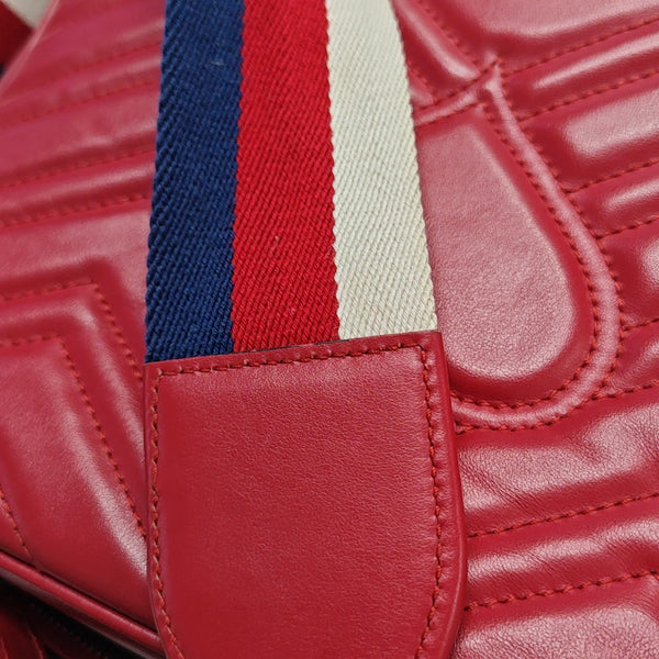 GG Marmont Medium Quilted Calfskin Red