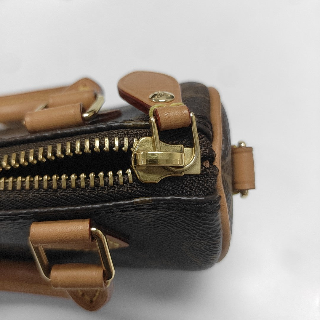 SPEEDY Nano Monogram Coated Canvas Brown