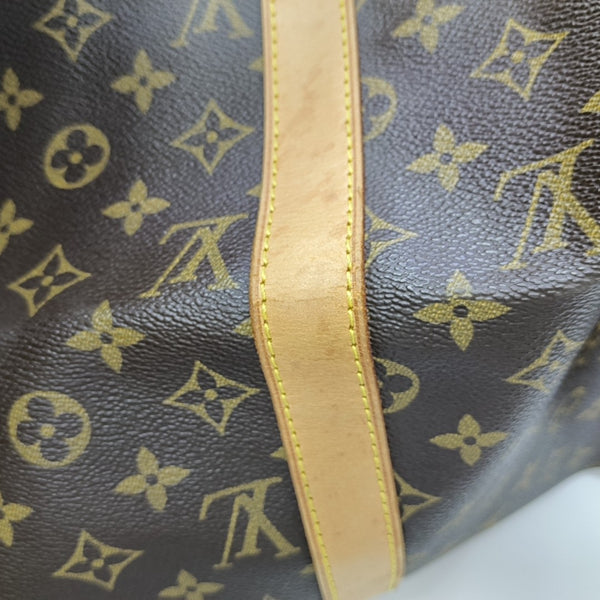 KEEPALL 50 Monogram Coated Canvas Brown