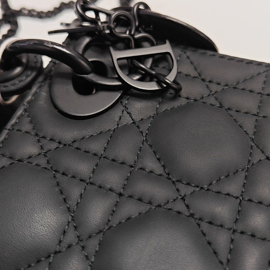 Lady Dior Mini Cannage Calfskin Black