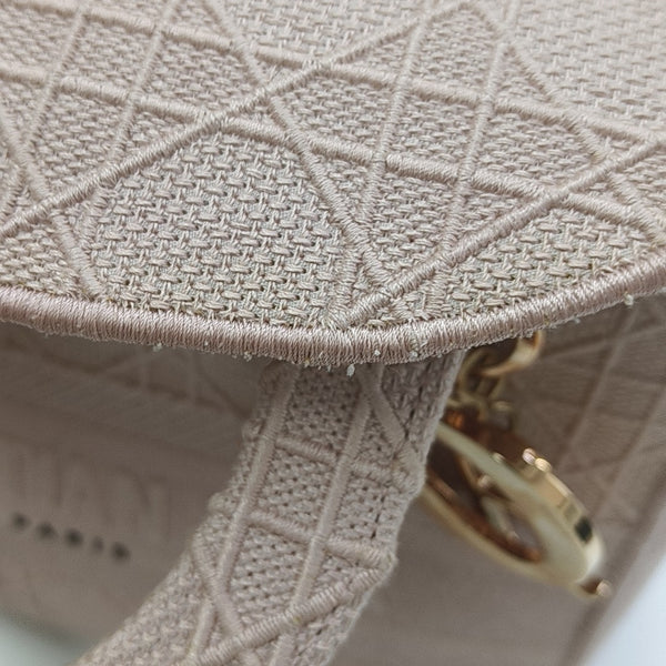 Lady D-Lite Medium Cannage Canvas Pink