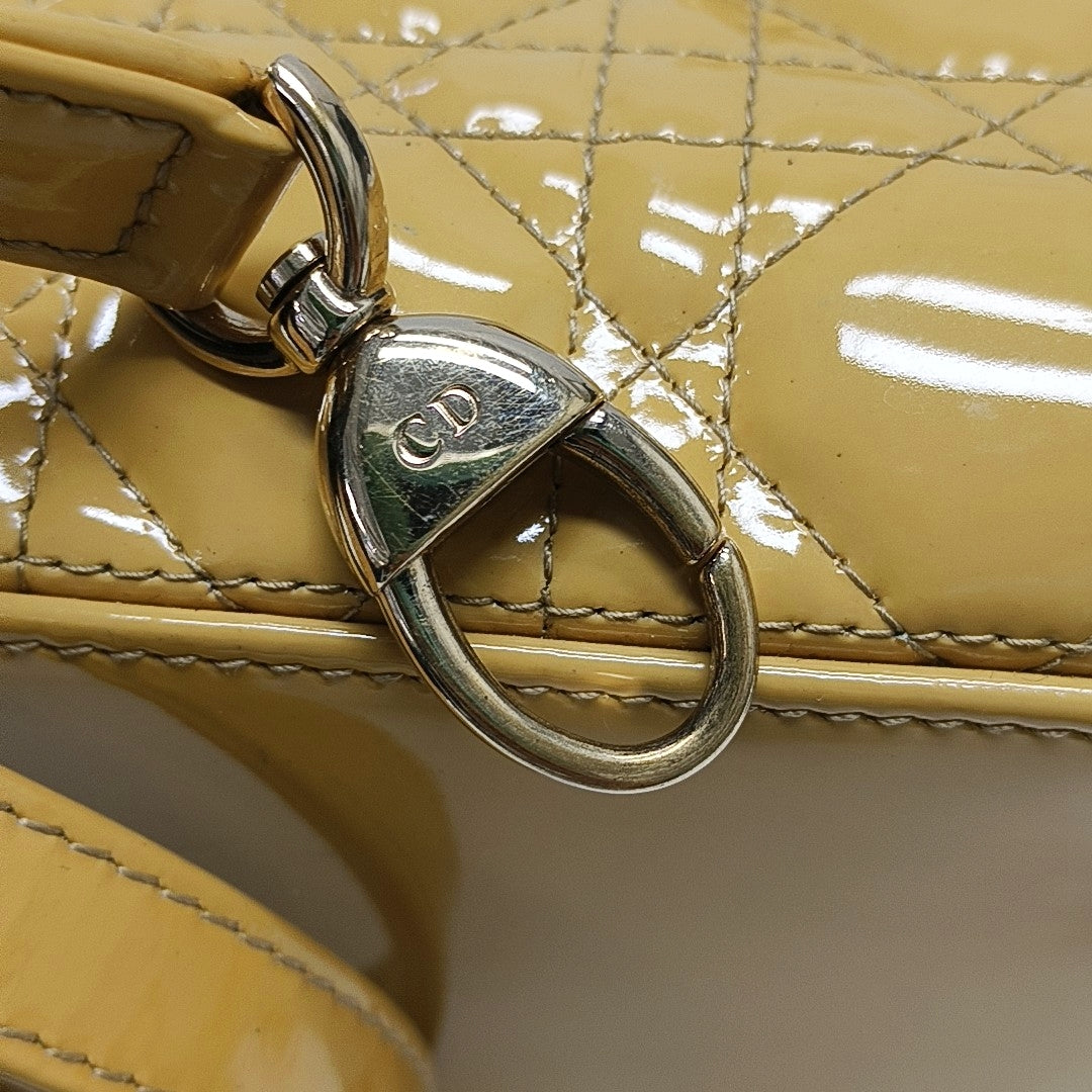 Lady Dior Medium Cannage Patent Leather Yellow