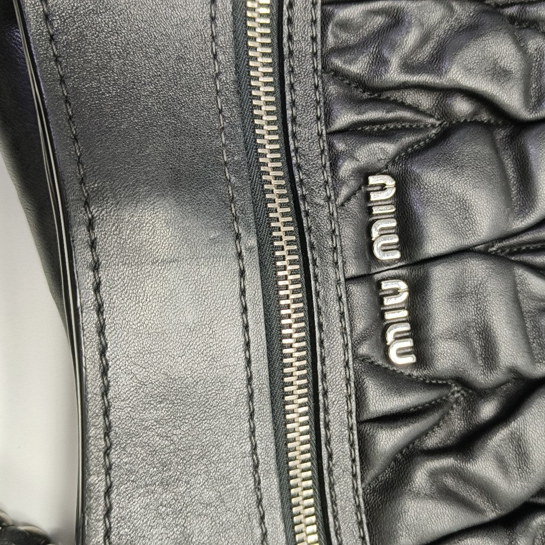 Miu Coffer Quilted Lambskin Black