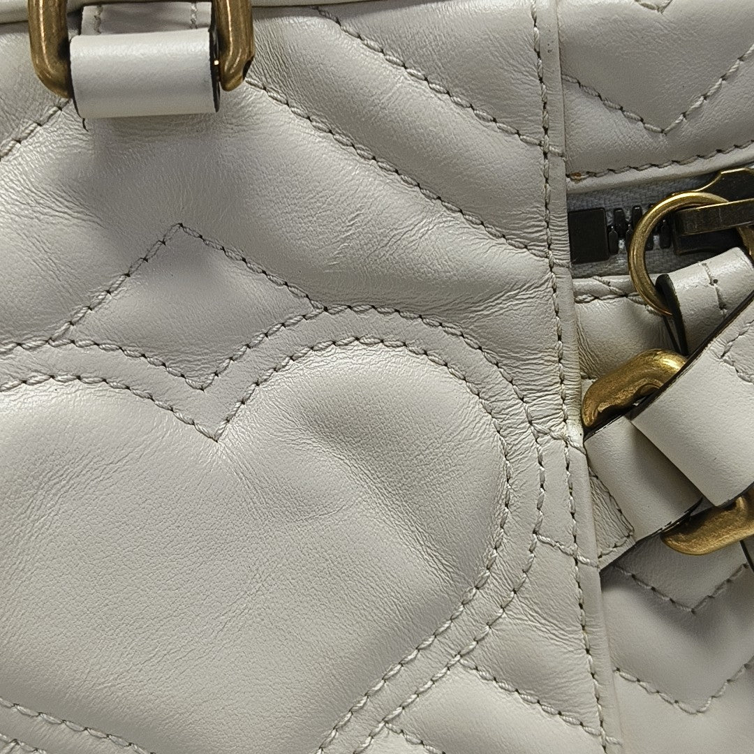 GG Marmont Mini Quilted Calfskin White
