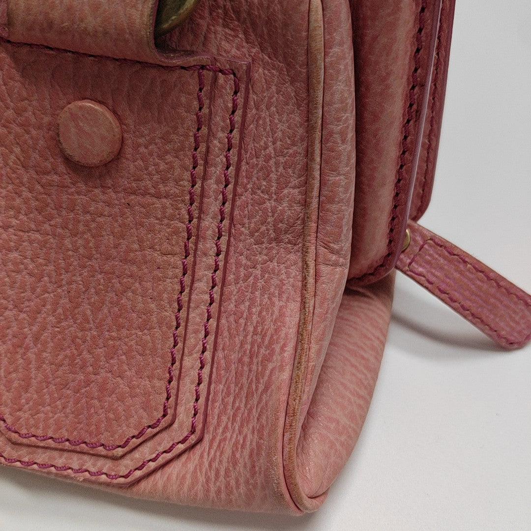 Leather Top Handle Bag Pink