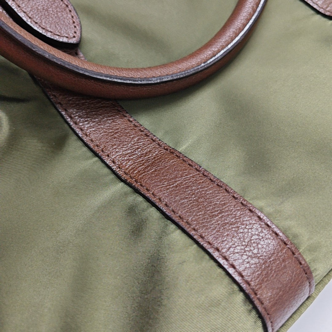 Nylon Top Handle Bag Green