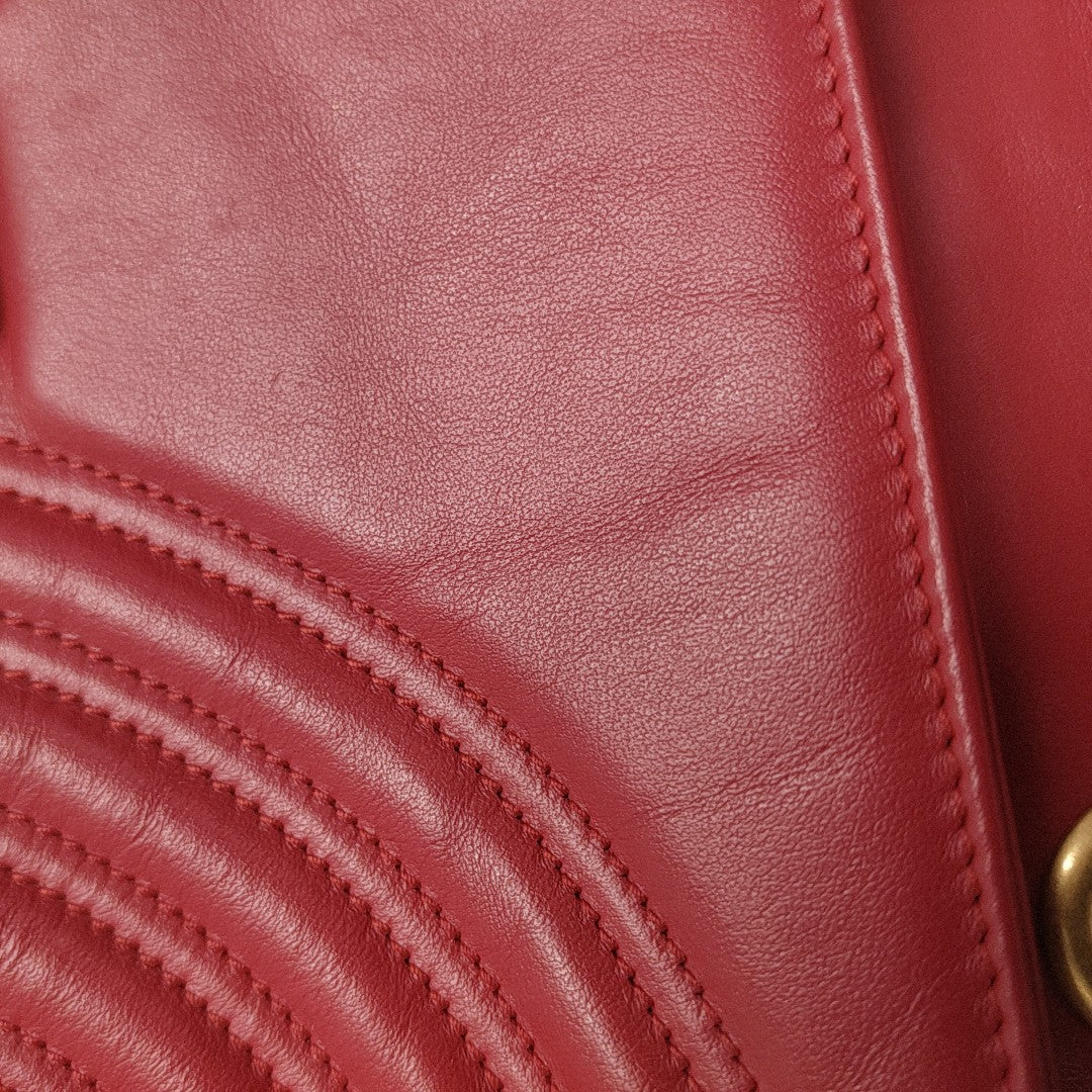 GG Marmont Medium Quilted Calfskin Red