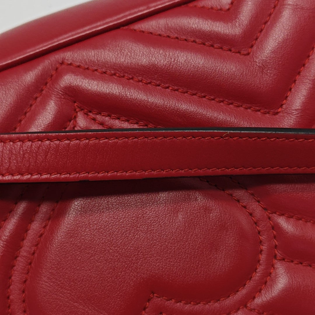 GG Marmont Medium Quilted Calfskin Red