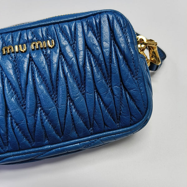 Quilted Lambskin Top Handle Bag Blue