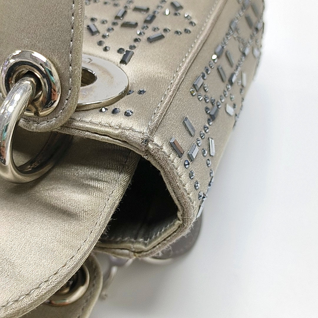 Authenticated pre-owned  Lady Dior Mini Cannage Silk Satin Gray - Tote Bag at Looply