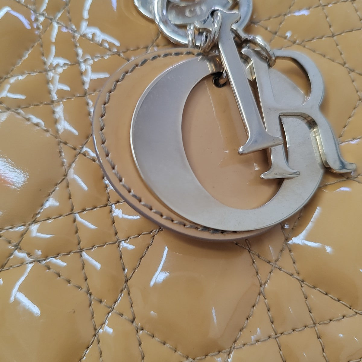 Lady Dior Medium Cannage Patent Leather Yellow