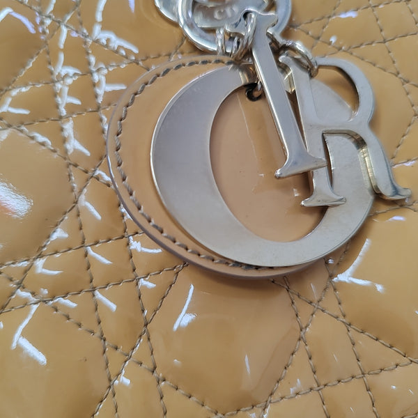 Lady Dior Medium Cannage Patent Leather Yellow