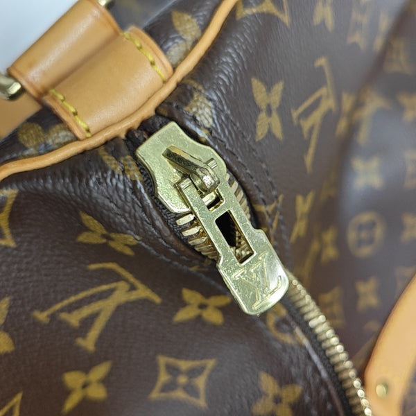 KEEPALL 55 Monogram Coated Canvas Brown