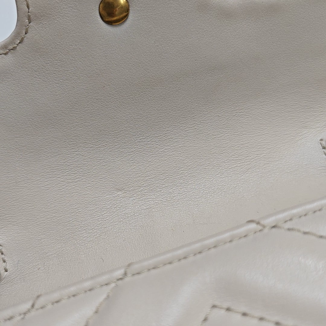 GG Marmont Mini Quilted Calfskin White