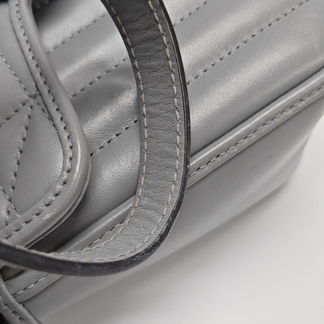 GG Marmont Mini Quilted Calfskin Gray