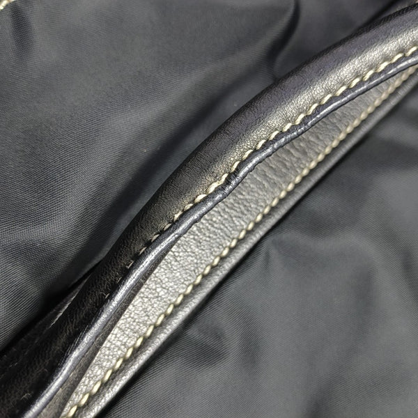 Quilted Nylon Top Handle Bag Black
