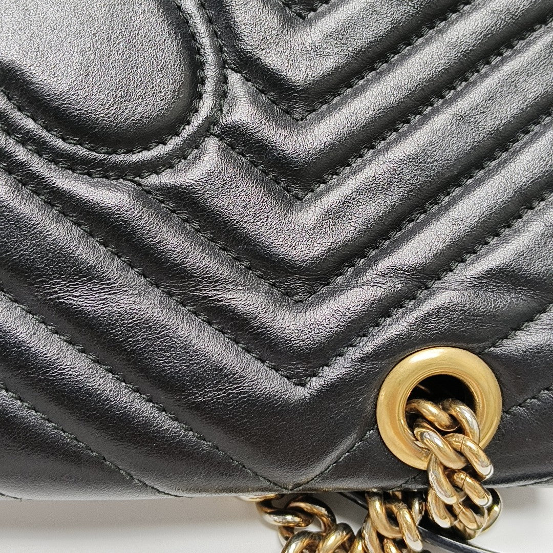 GG Marmont Medium Quilted Calfskin Black