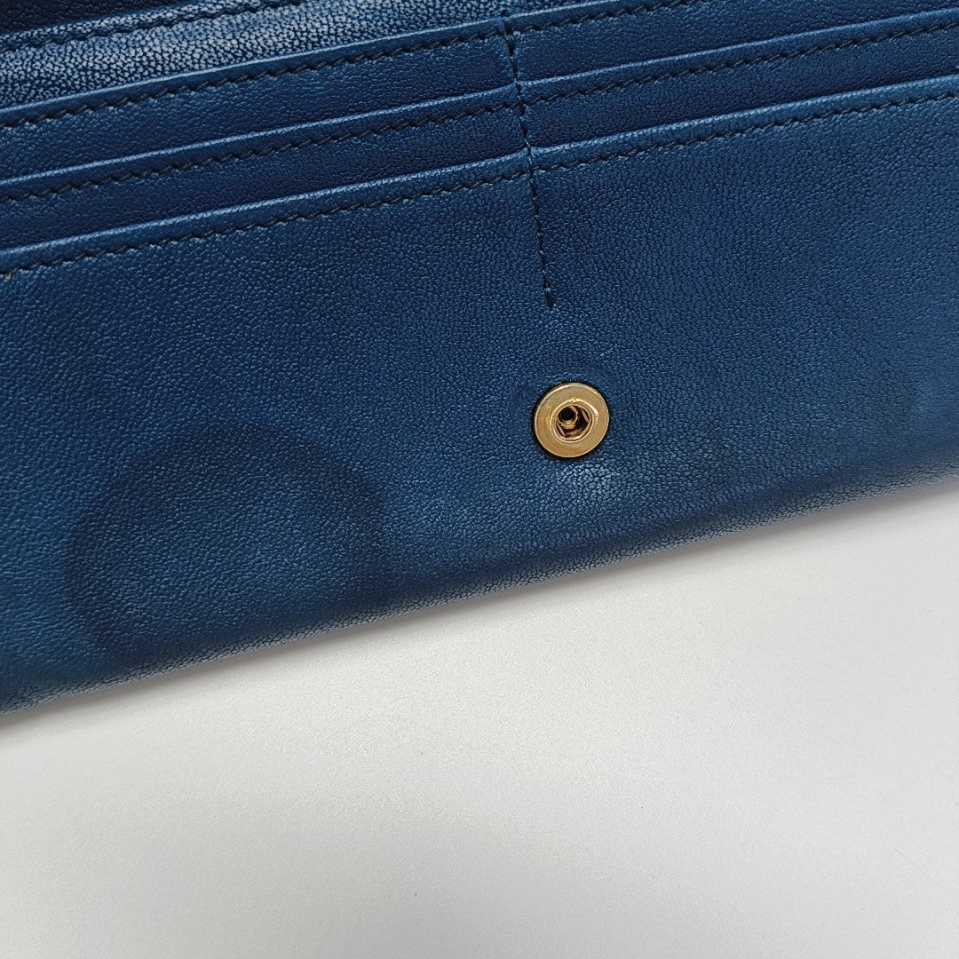 CHYC Y LIGNE Calfskin Blue Wallet