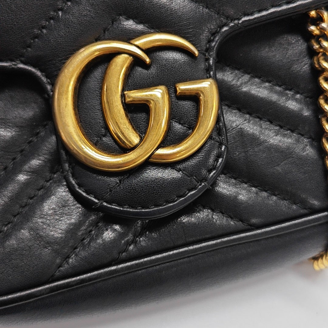 GG Marmont Mini Quilted Calfskin Black