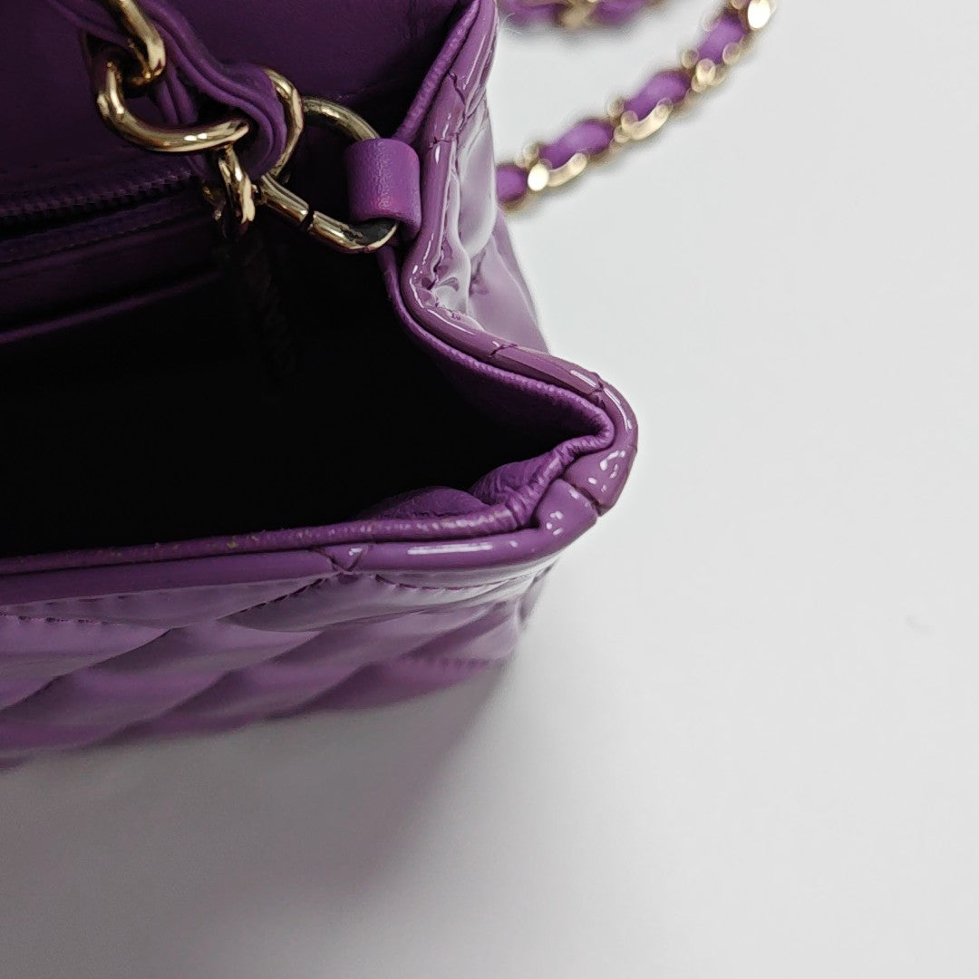 CLASSIC FLAP Mini Quilted Patent Leather Purple