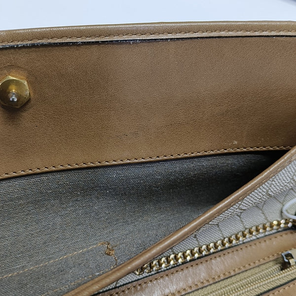 Oblique Coated Canvas Shoulder Bag Beige