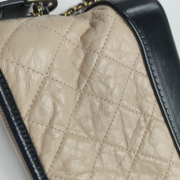 GABRIELLE Small Quilted Calfskin Beige
