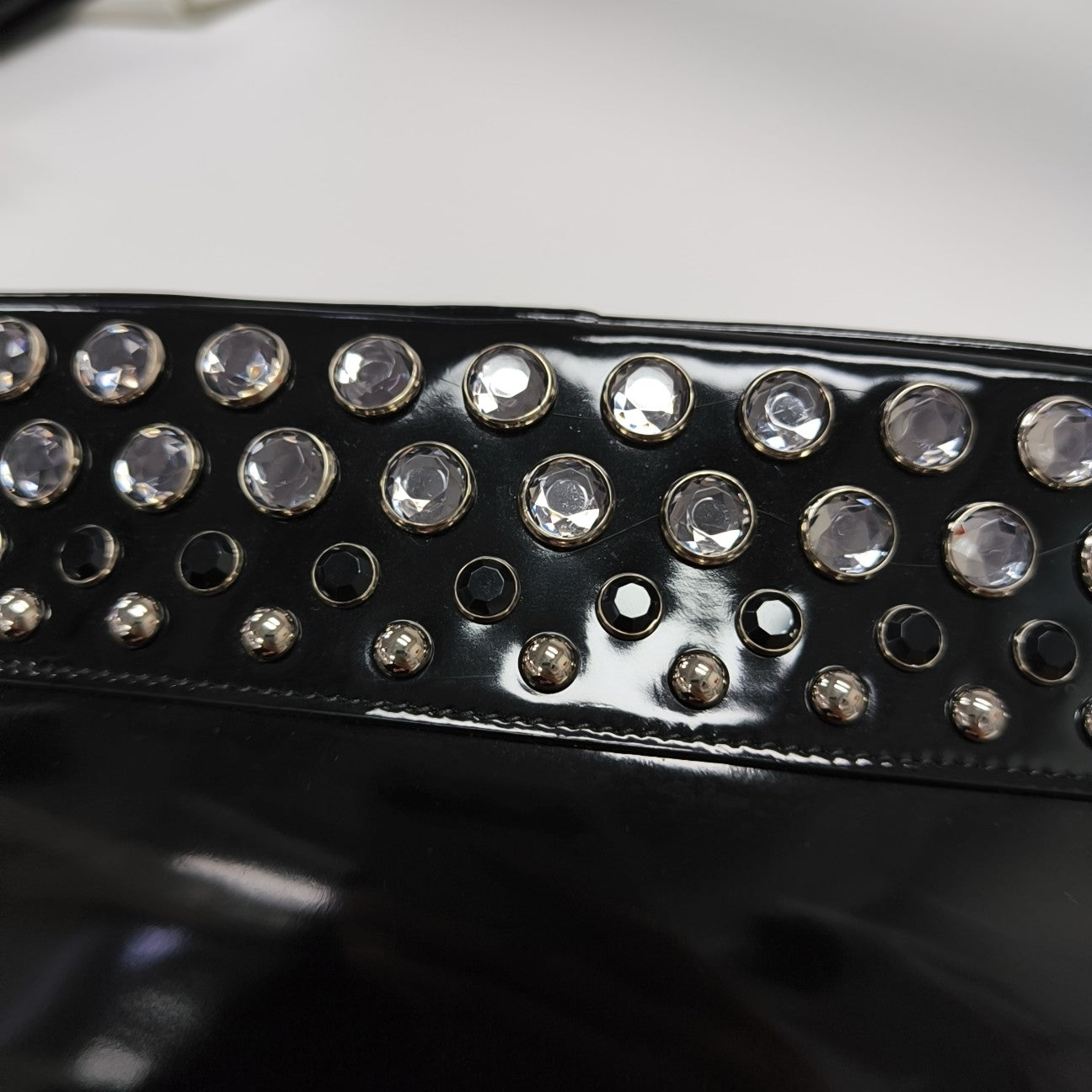 Patent Leather Top Handle Bag Black