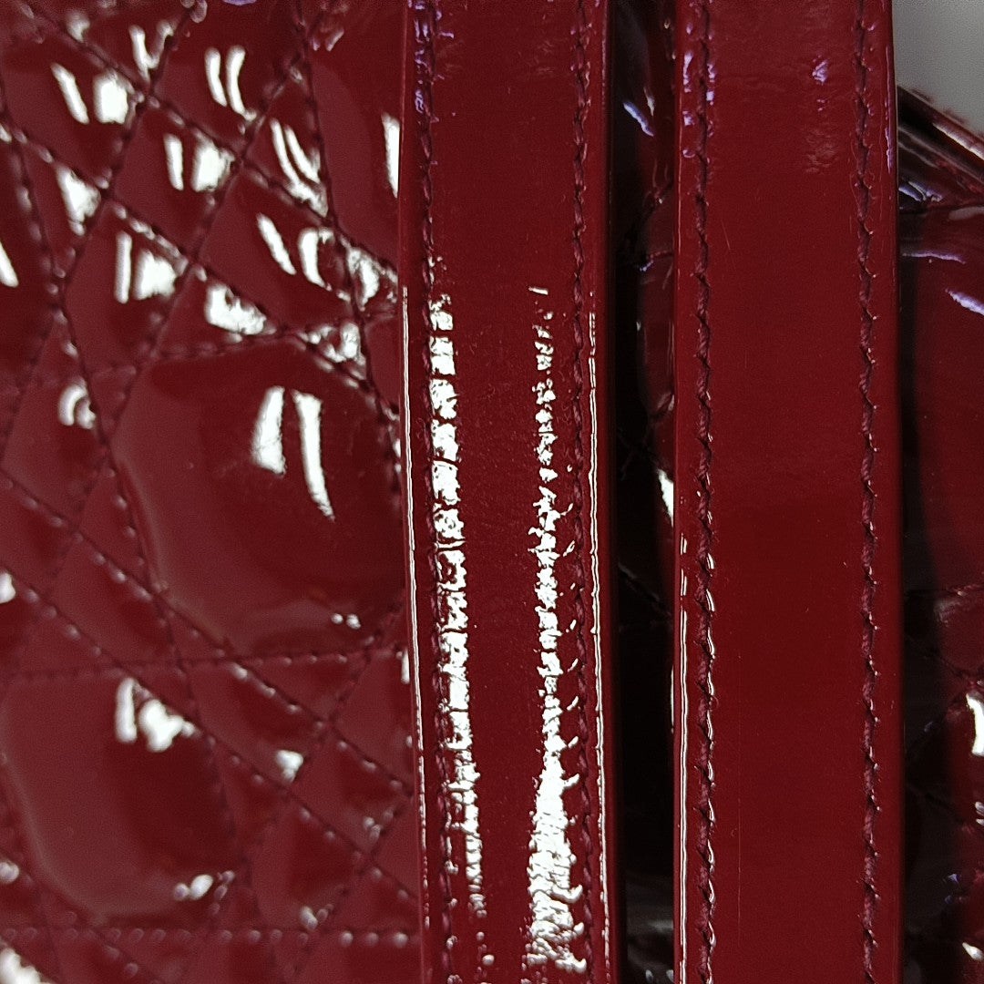 Lady Dior Medium Cannage Patent Leather Red