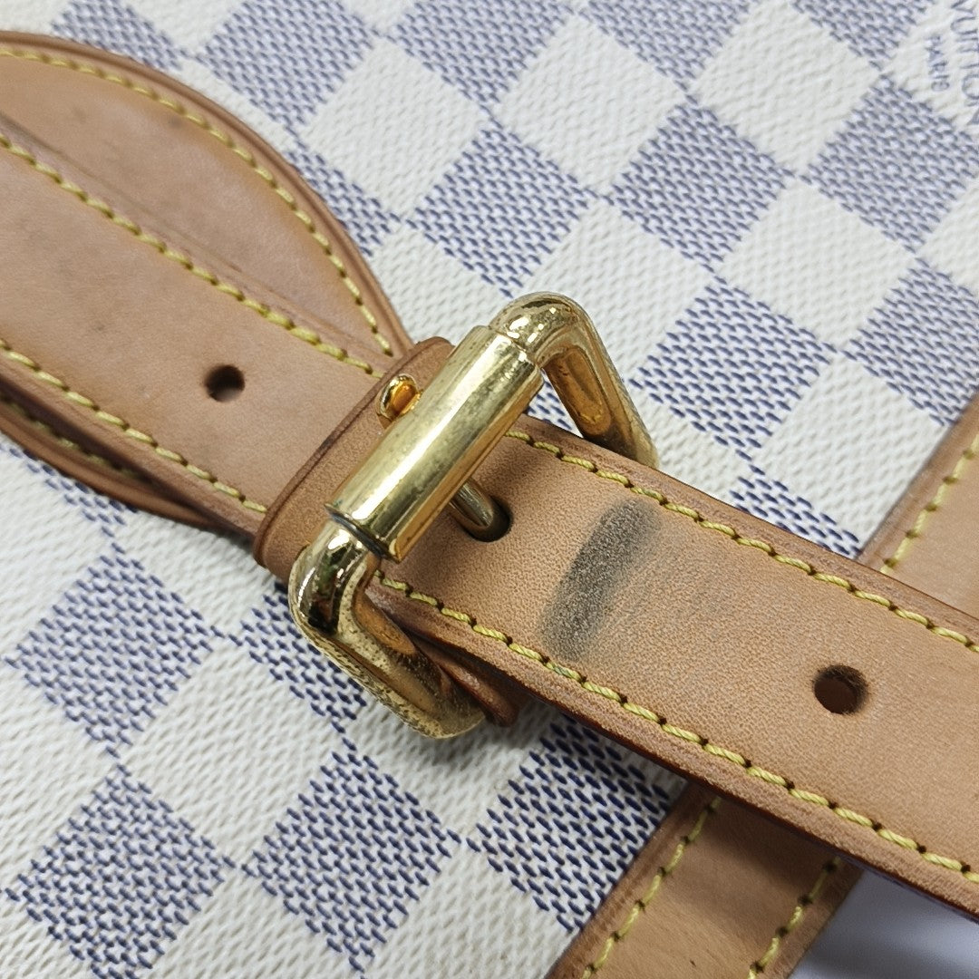 HAMPSTEAD MM Damier Azur Coated Canvas White