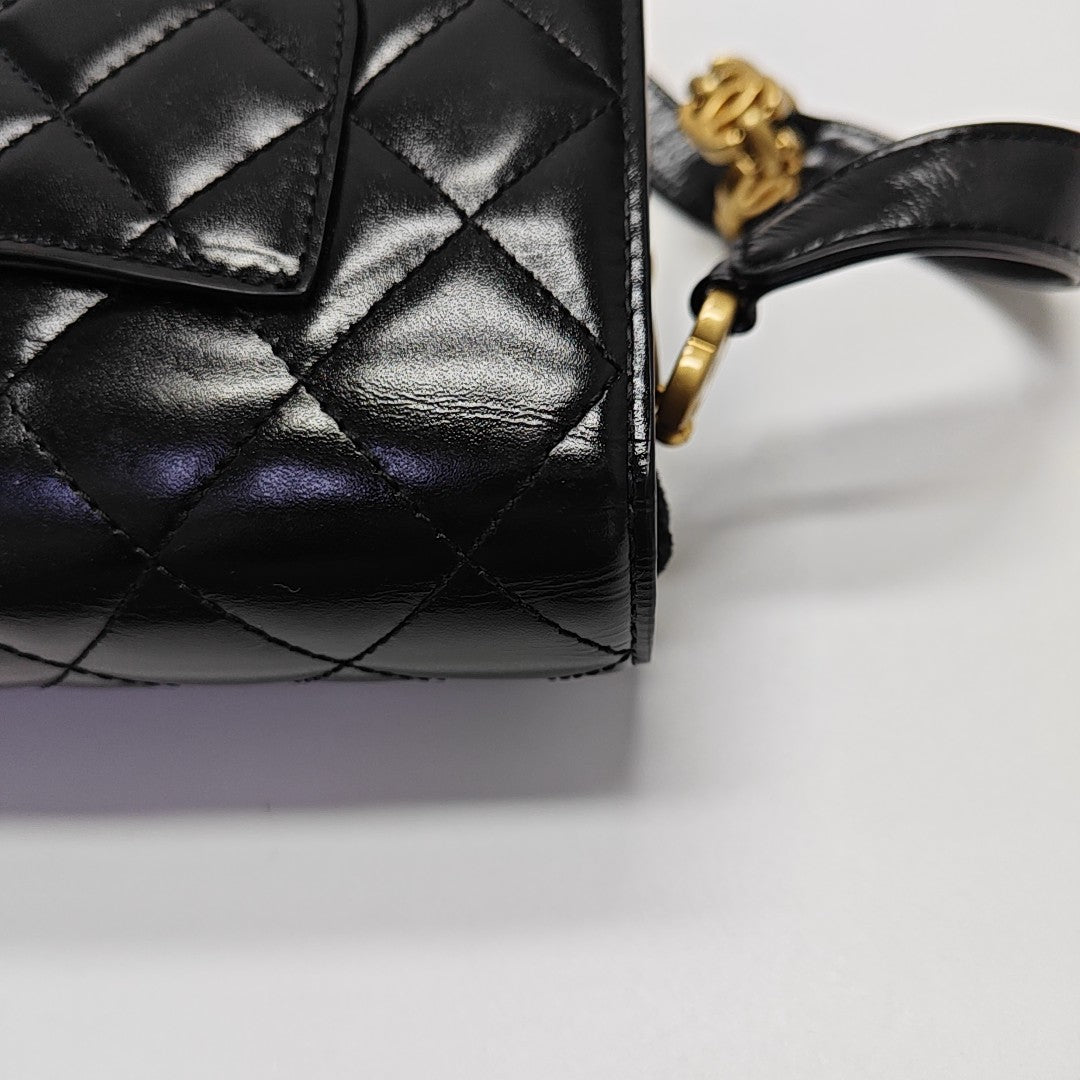 Quilted Calfskin Shoulder Bag Black