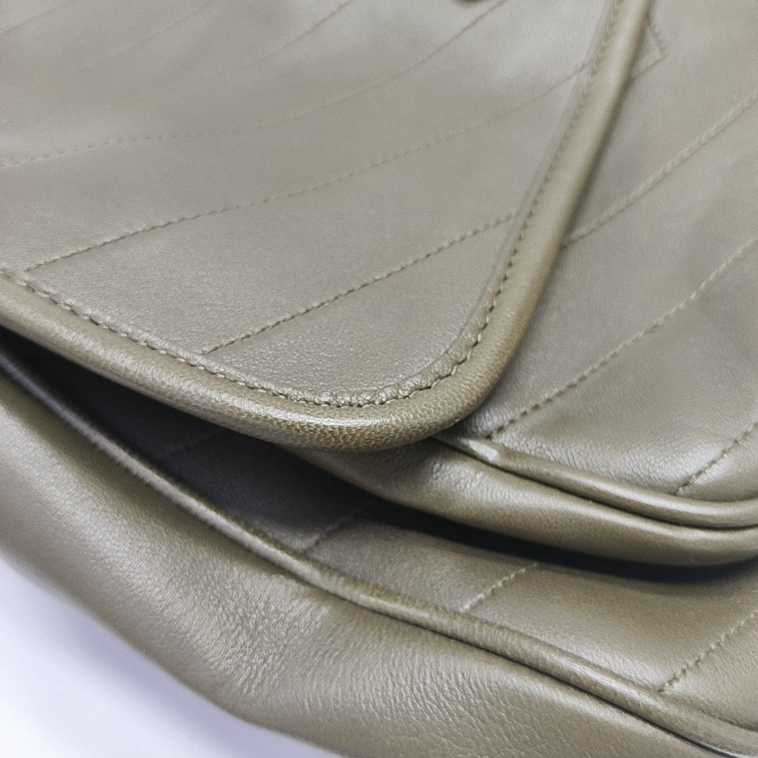 NIKI Medium Chevron Lambskin Green