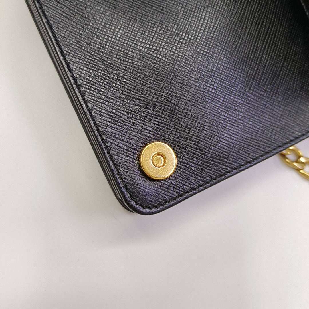 Saffiano Calfskin Shoulder Bag Black