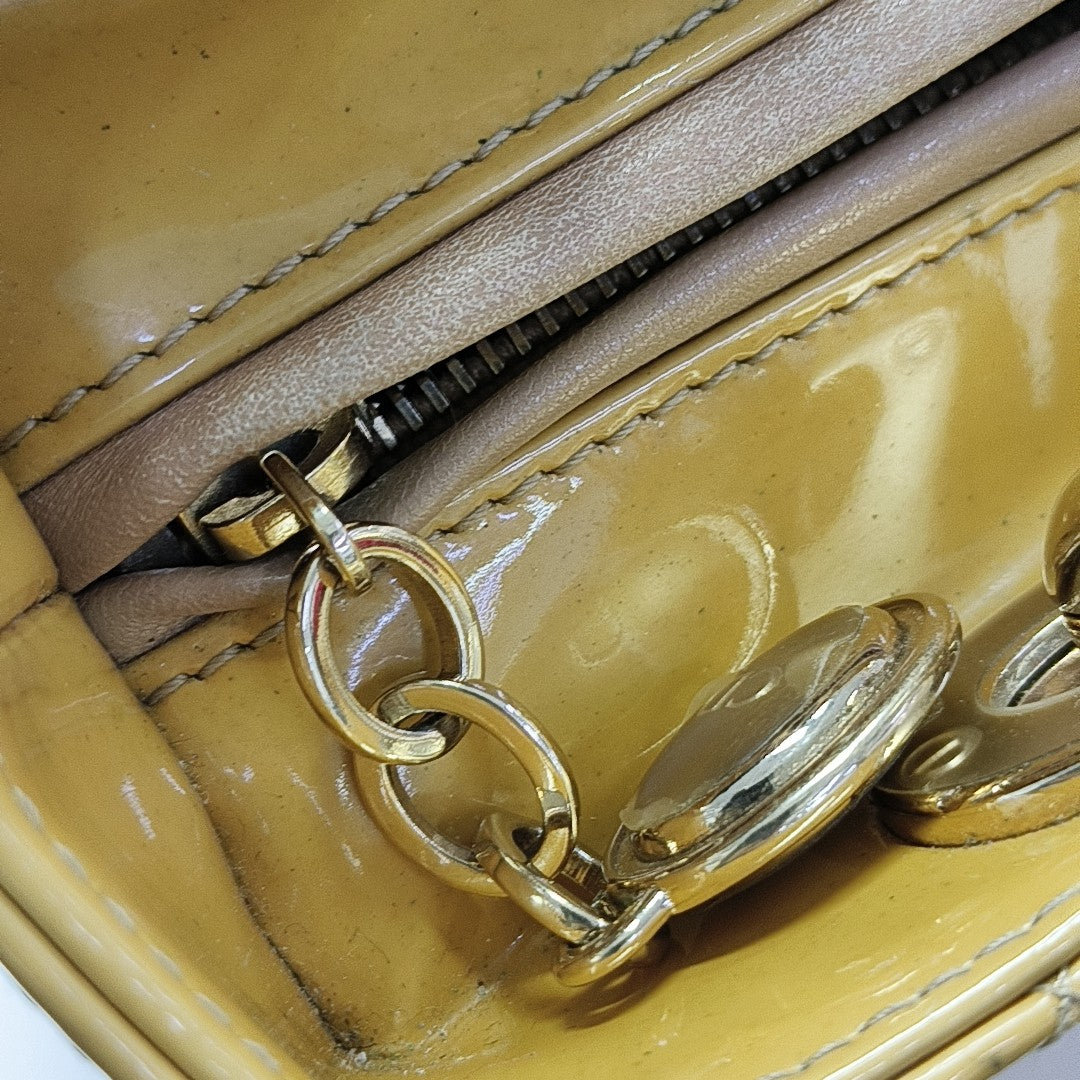 Lady Dior Medium Cannage Patent Leather Yellow