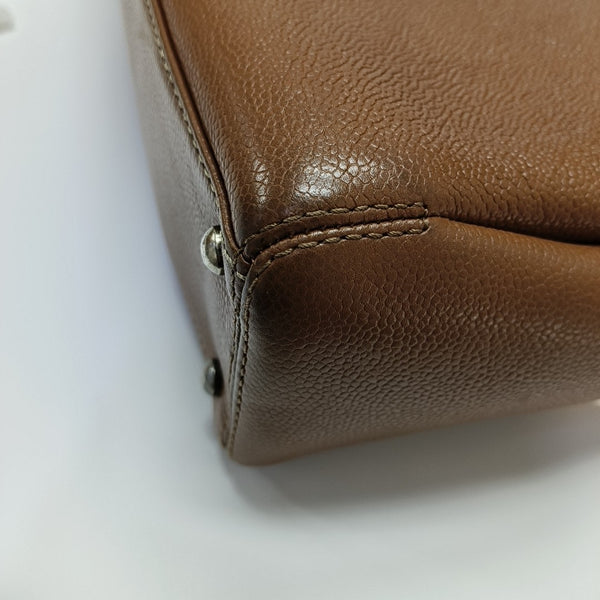 Grained Calfskin Shoulder Bag Brown