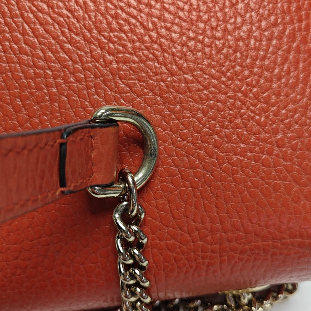 Interlocking G Small Calfskin Orange