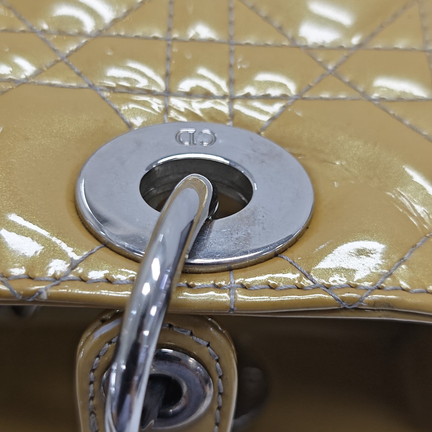 Lady Dior Medium Cannage Patent Leather Yellow