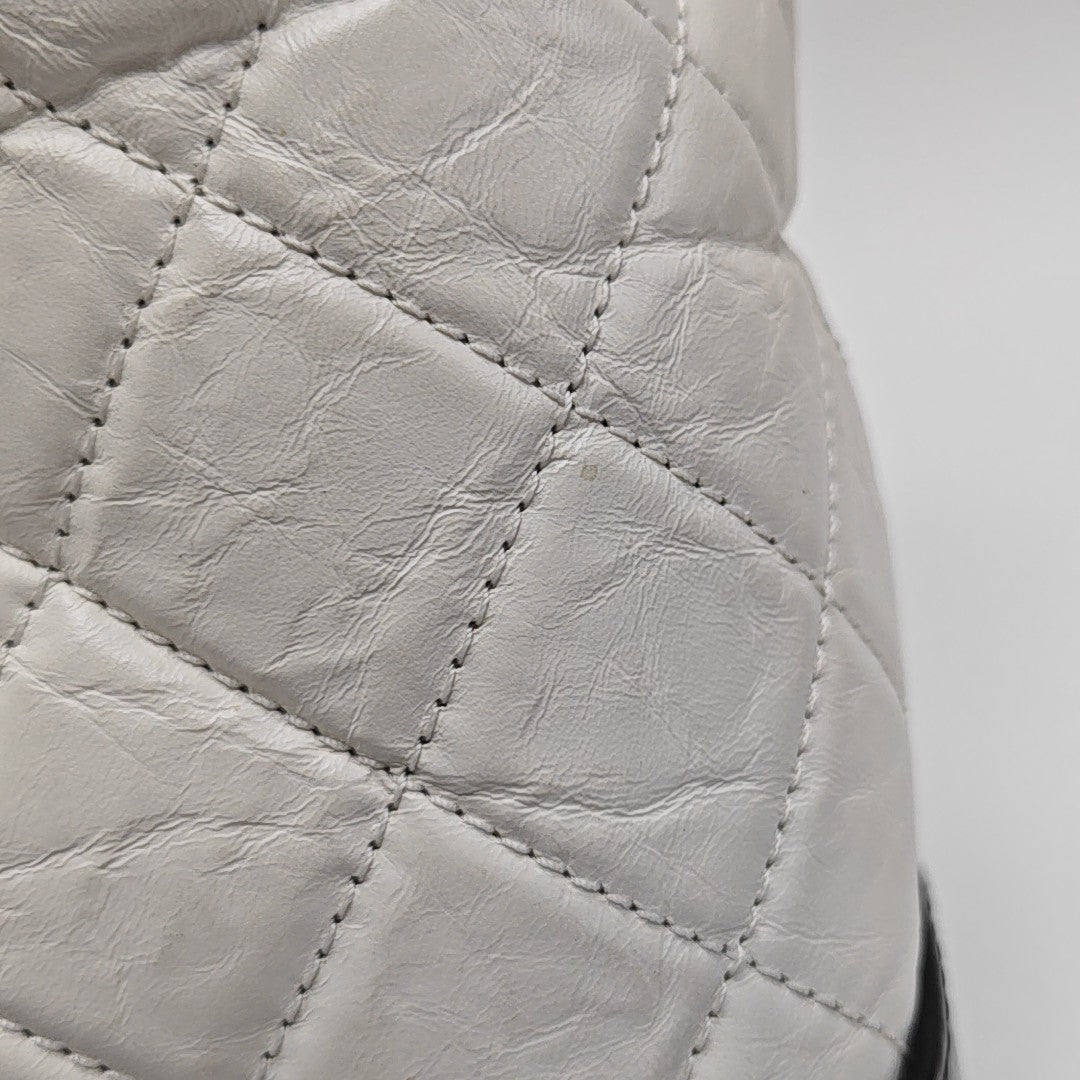 GABRIELLE Large Quilted Calfskin White