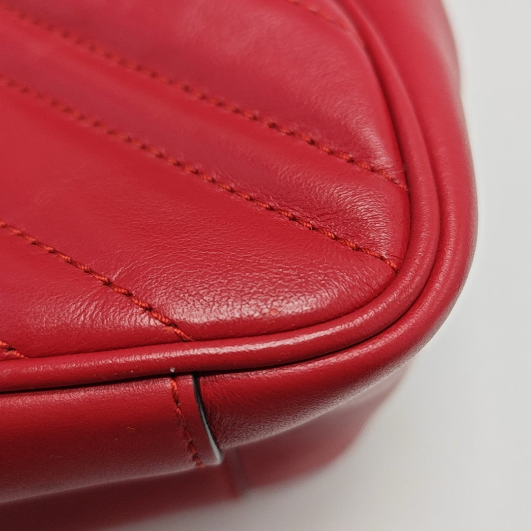 GG Marmont Small Quilted Calfskin Red