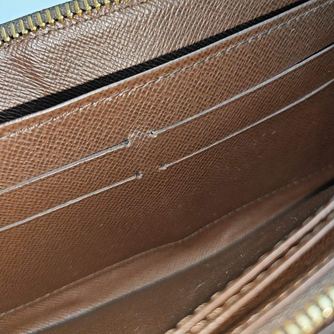 ZIPPY Damier Ebene Coated Canvas Brown Wallet