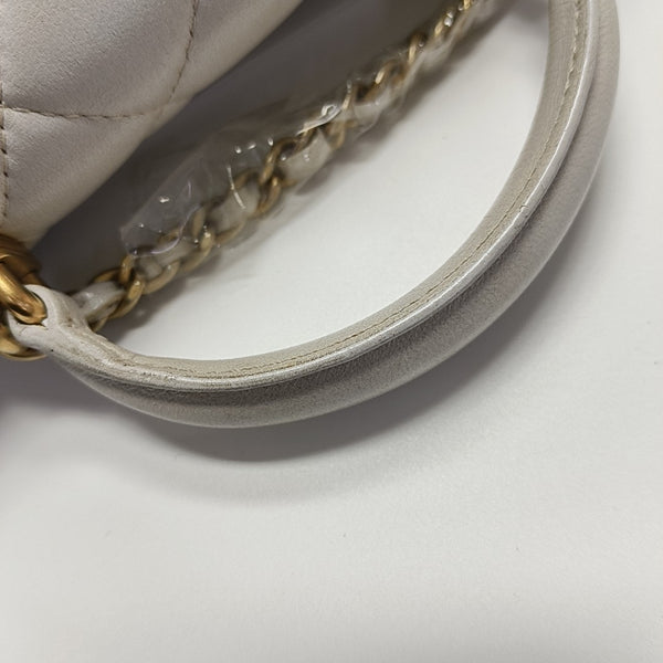 Quilted Lambskin Shoulder Bag White