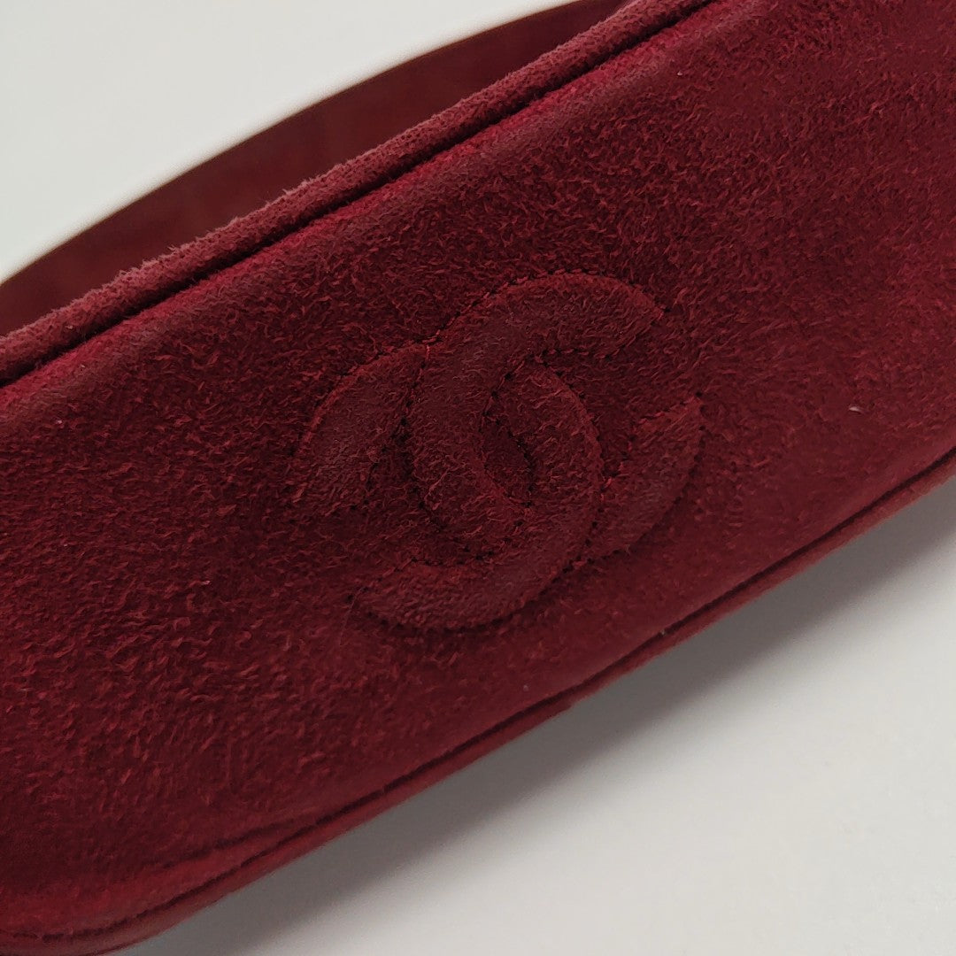 Quilted Suede Top Handle Bag Red
