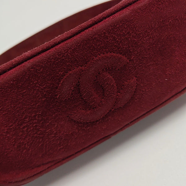 Quilted Suede Top Handle Bag Red