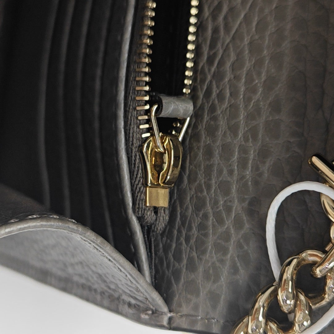 Interlocking G Small Calfskin Gray