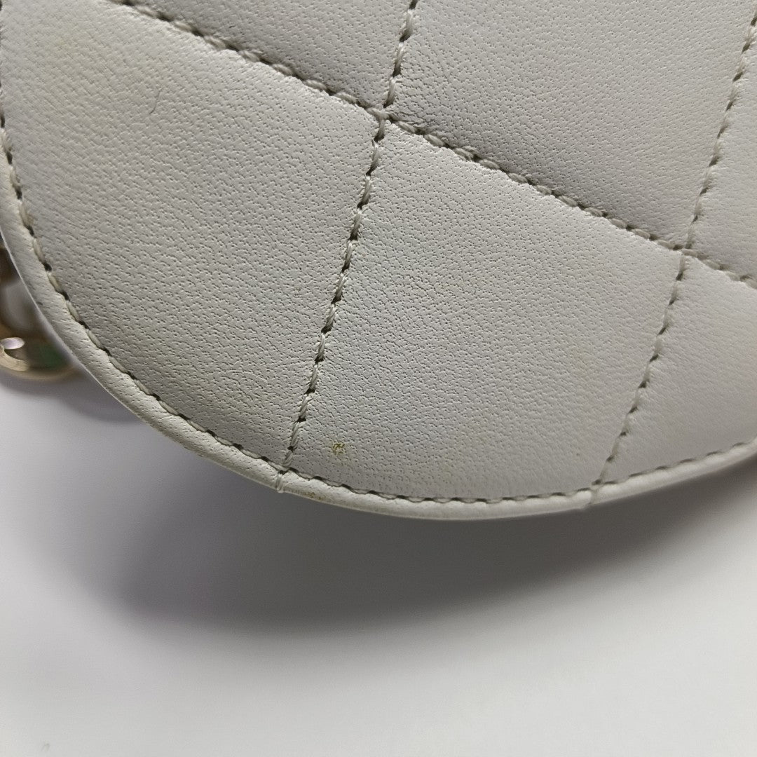 Round Vanity Quilted Lambskin White