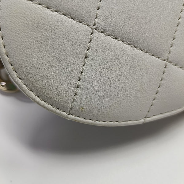 Round Vanity Quilted Lambskin White