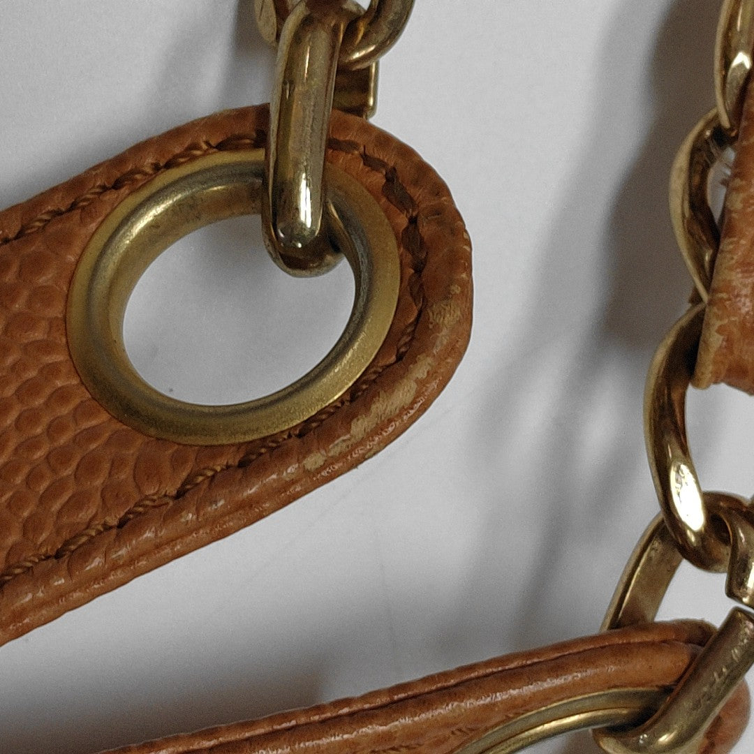 Quilted Grained Calfskin Shoulder Bag Orange