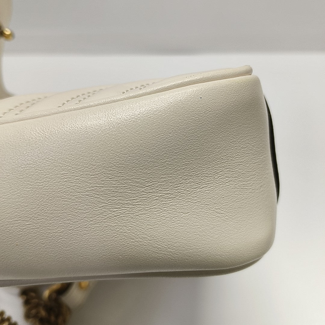 GG Marmont Small Quilted Calfskin White